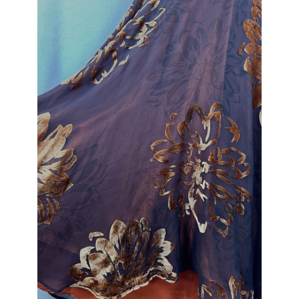 VTG Signature By Robbie Bee brown Floral Halter Dress 12 Silk Blend whimsy goth‎ - Picture 10 of 10